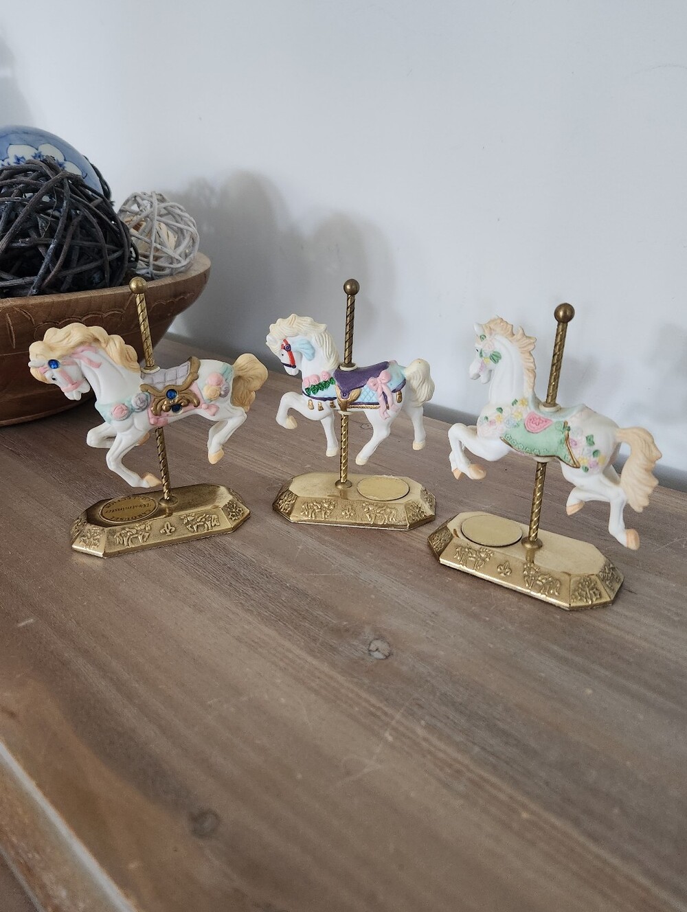 Vintage Westminster Carousel Horse Figurine Lot, 3 Decorative Collectible Horses